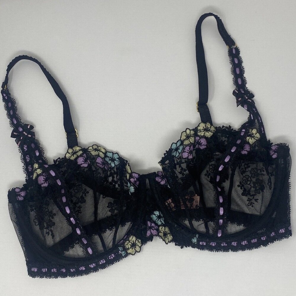 Agent Provocateur Petunia Black Multi Bra 36E New